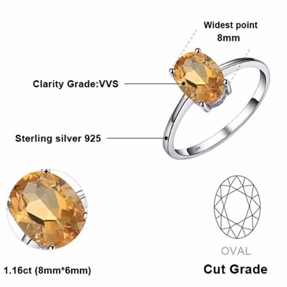 1.16ct Citrine Ring - 925 Sterling Silver - Picture 5 of 5